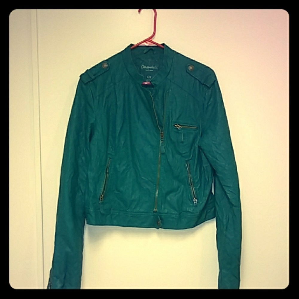 Aeropostale Teal Leather Jacket